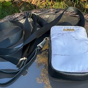 Aimee Kestenberg Leather Vanilla Marble Crossbody Mini‎ Phone Bag